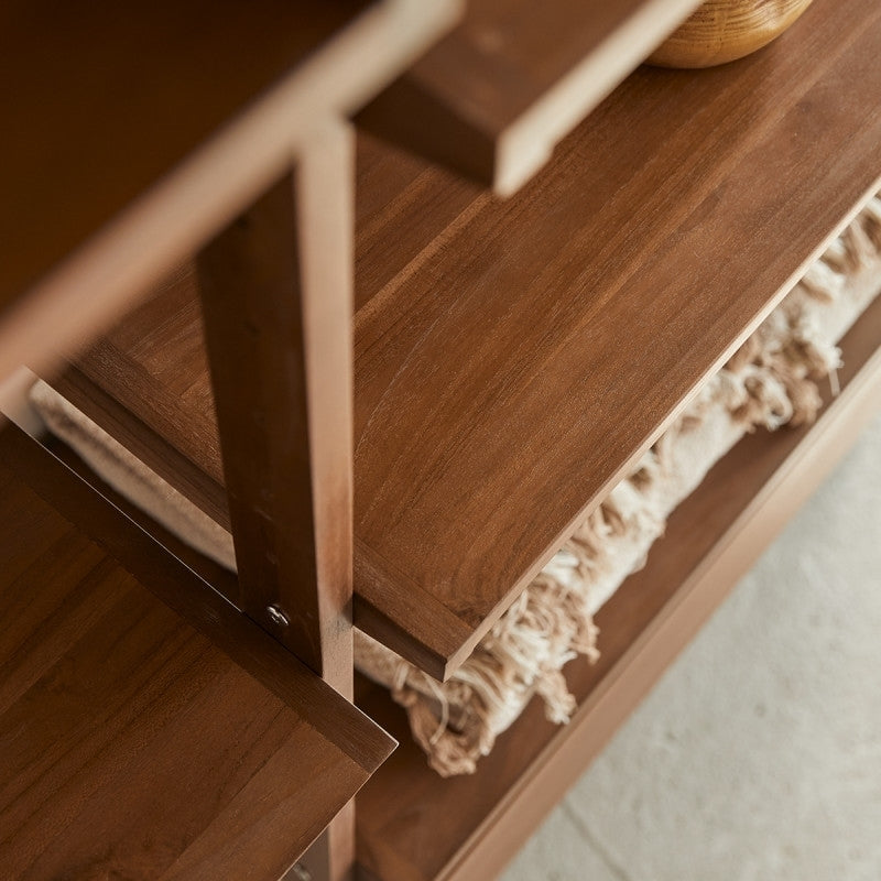 Solid Wood Book Case In Teak Finish