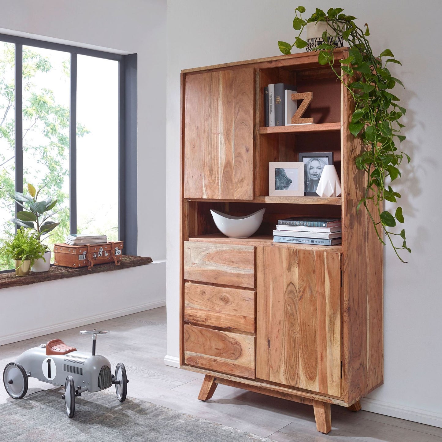 Solid Wood Book Case In Natural Finish