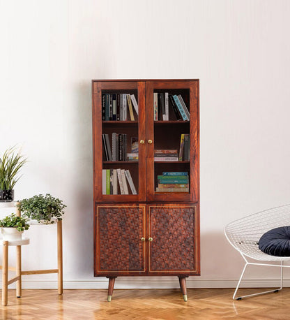 Solid Wood Book Case In Walnut Finish