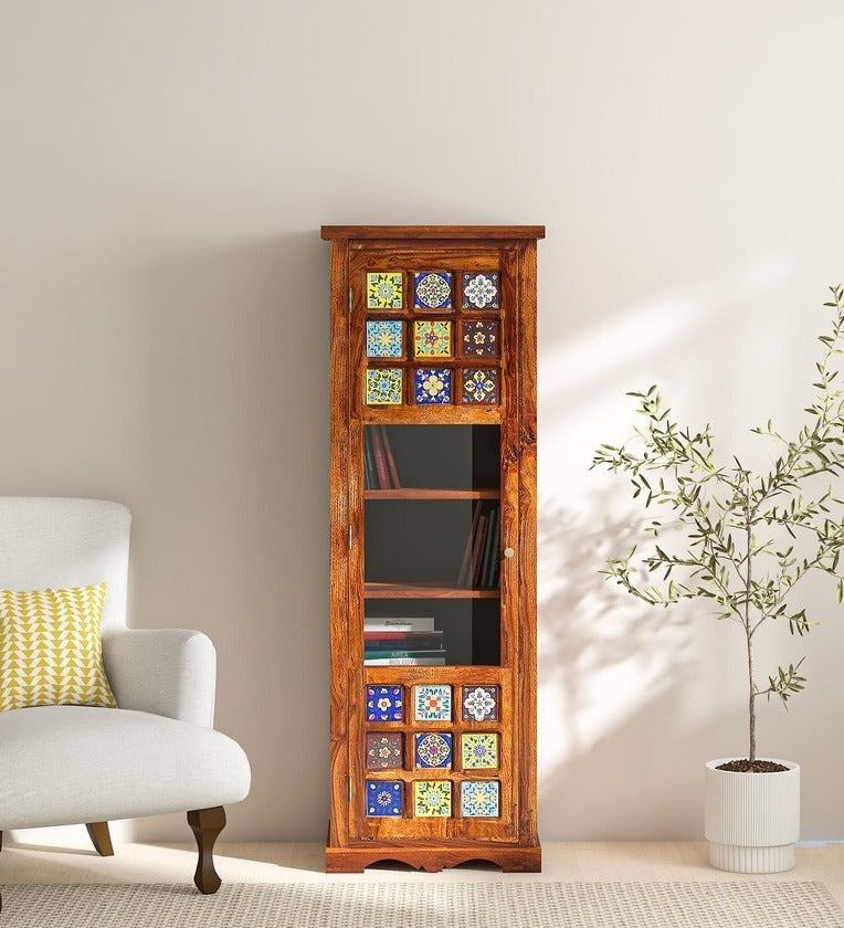 Solid Wood Book Case In Honey Oak Finish