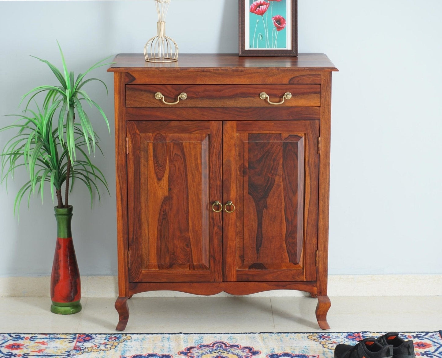 Solid Wood Shoe Rack In Maple Finish