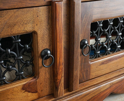 Solid Wood Shoe Rack In Teak Finish