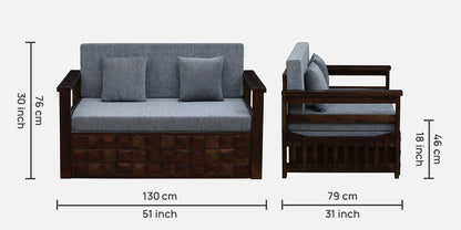 Sink - Sheesham Wood Pull Out 2 Seater Sofa Cum Bed In Provincial Teak Finish With Storage - Grey