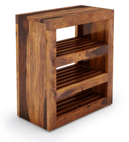 Solid Wood Shoe Rack In Teak Finish