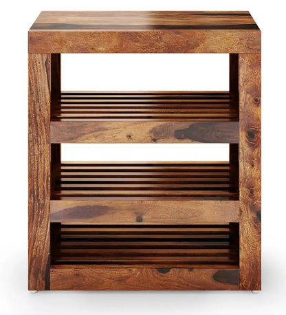 Solid Wood Shoe Rack In Teak Finish