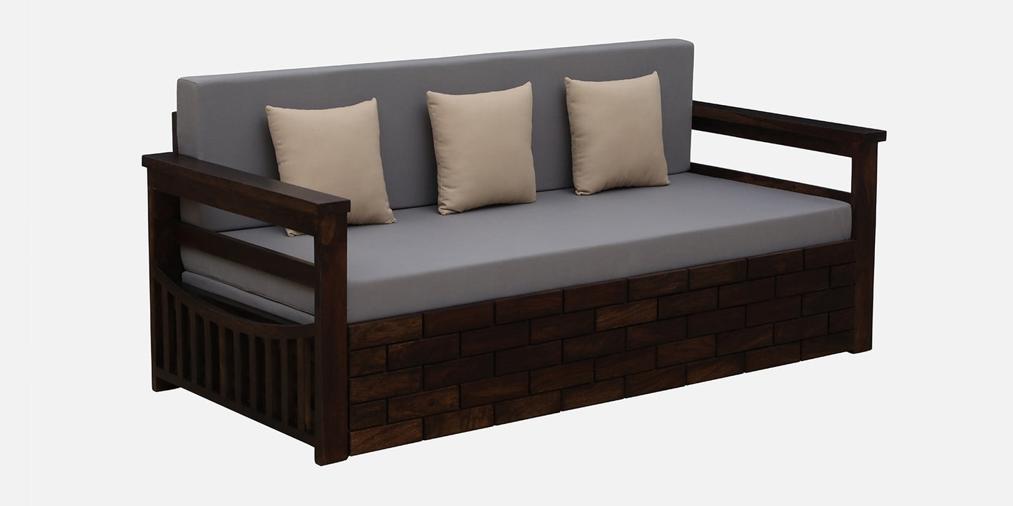 Dink - Sheesham Wood Pull Out 3 Seater Sofa Cum Bed In Provincial Teak Finish With Storage