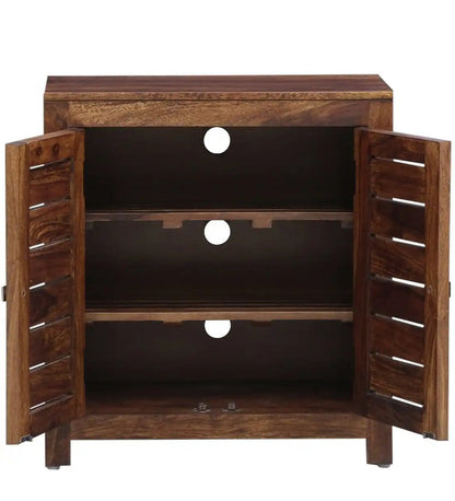 Solid Wood Shoe Rack In Teak Finish