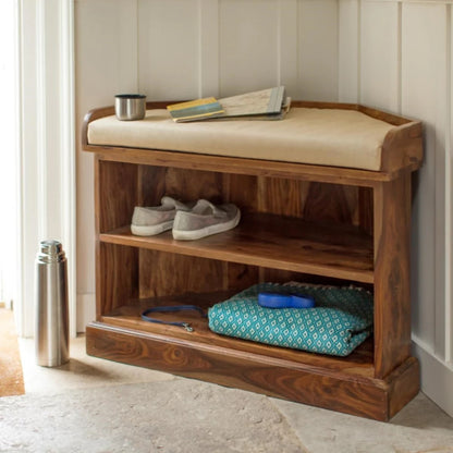 Solid Wood Shoe Rack In Natural Finish