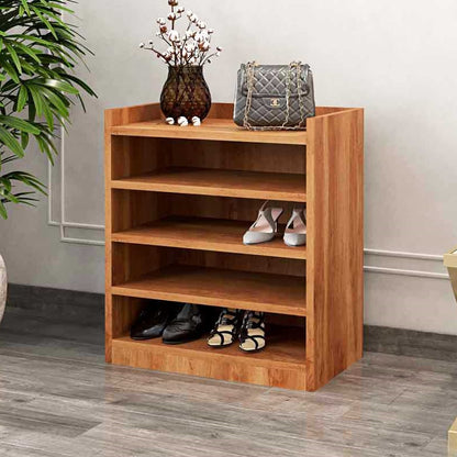 Solid Wood Shoe Rack In Wine Oak Finish