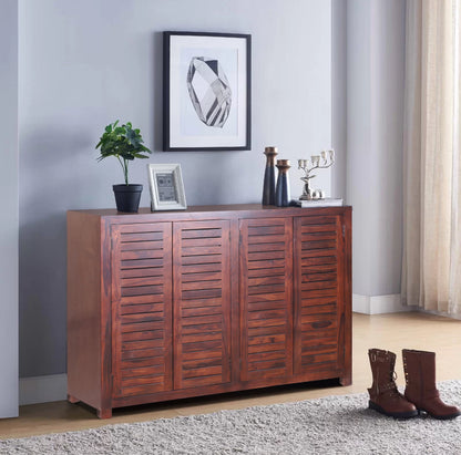 Solid Wood Shoe Rack In Walnut Finish