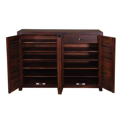 Solid Wood Shoe Rack In Walnut Finish