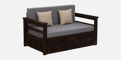 Sniipet - Sheesham Wood Pull Out 2 Seater Sofa Cum Bed In Provincial Teak Finish with Storage