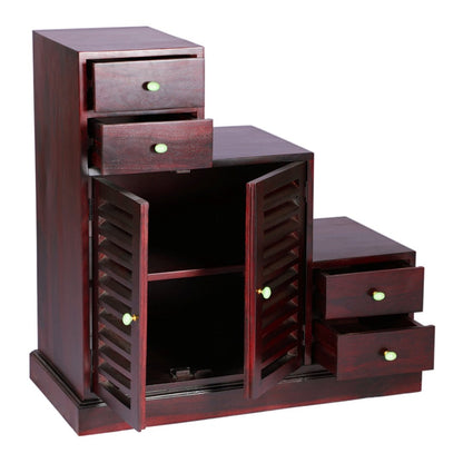 Solid Wood Shoe Rack In Mahogany Finish