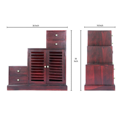 Solid Wood Shoe Rack In Mahogany Finish