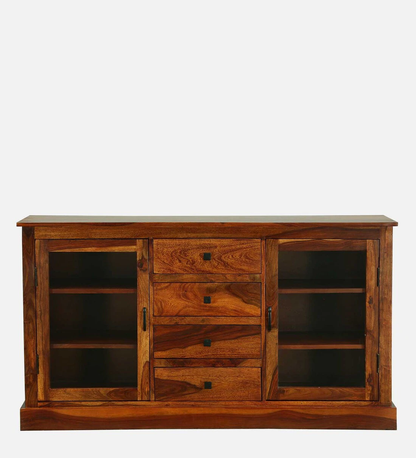 Solid Wood Crockery Unit In Honey Oak Finish