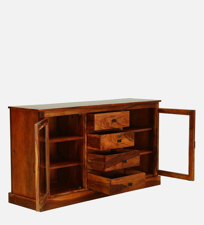 Solid Wood Crockery Unit In Honey Oak Finish