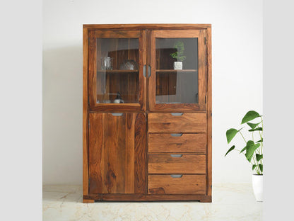 Solid Wood Crockery Unit In Honey Finish