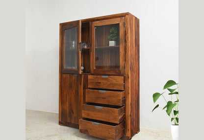 Solid Wood Crockery Unit In Honey Finish