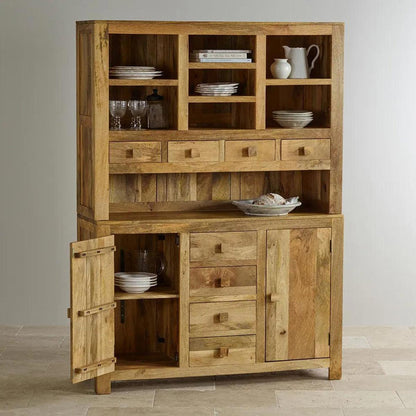 Solid Wood Crockery Unit In Stone Finish