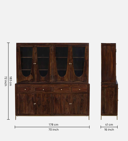 Solid Wood Crockery Unit In Provincial Teak Finish