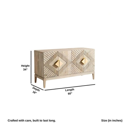 Solid Wood Crockery Unit In Natural Finish