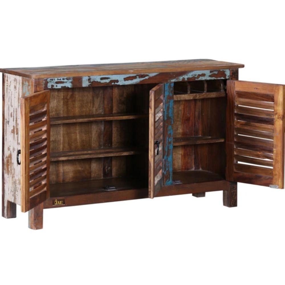 Solid Wood Crockery Unit In Reclaimed Finish