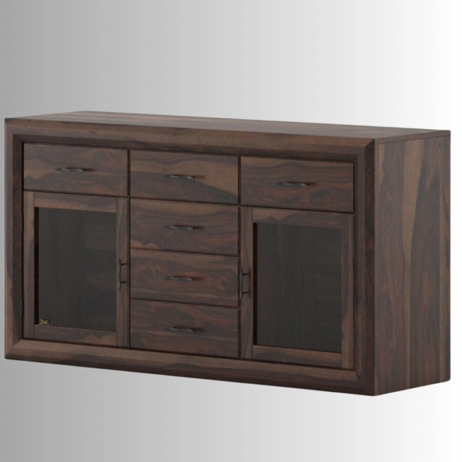 Solid Wood Crockery Unit In Walnut Finish