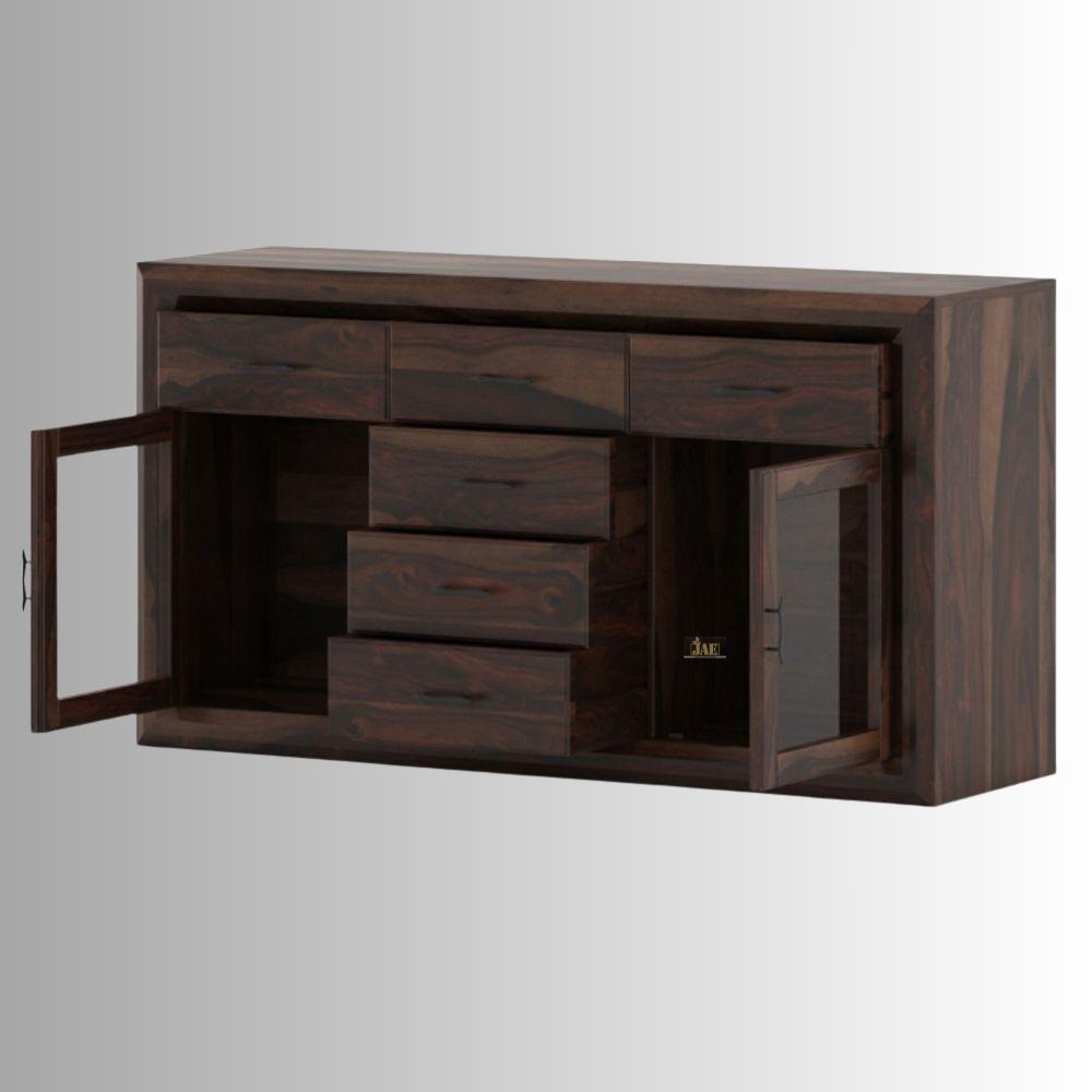 Solid Wood Crockery Unit In Walnut Finish