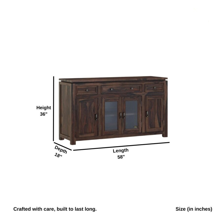 Solid Wood Crockery Unit In Walnut Finish