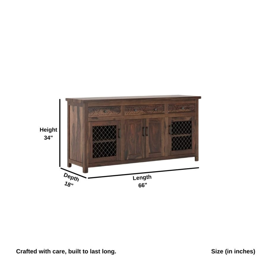 Solid Wood Crockery Unit In Walnut Finish