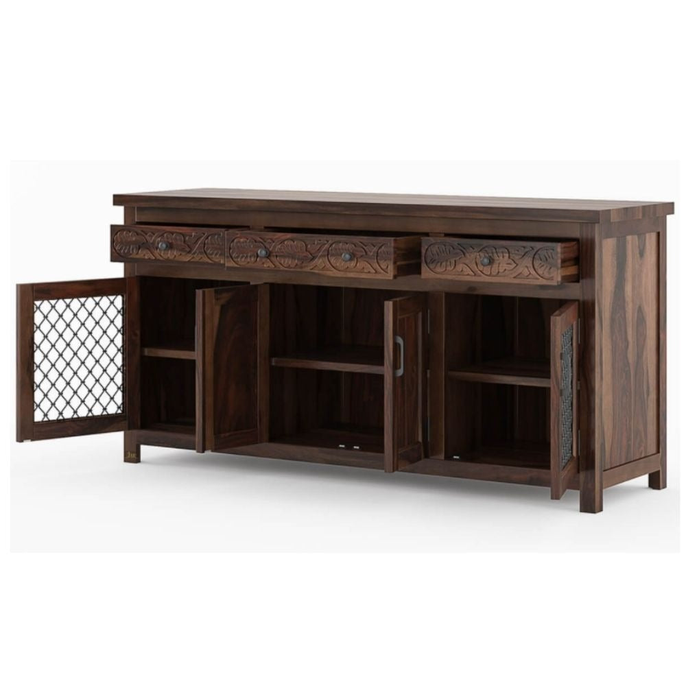 Solid Wood Crockery Unit In Walnut Finish