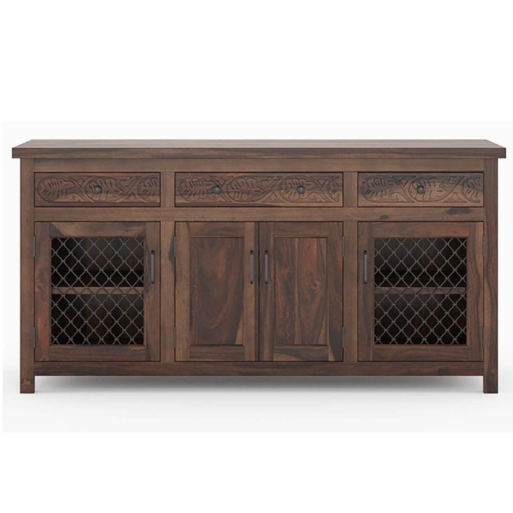 Solid Wood Crockery Unit In Walnut Finish