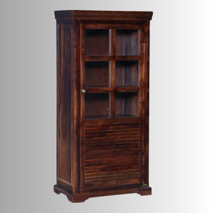 Solid Wood Crockery Unit In Brown Finish