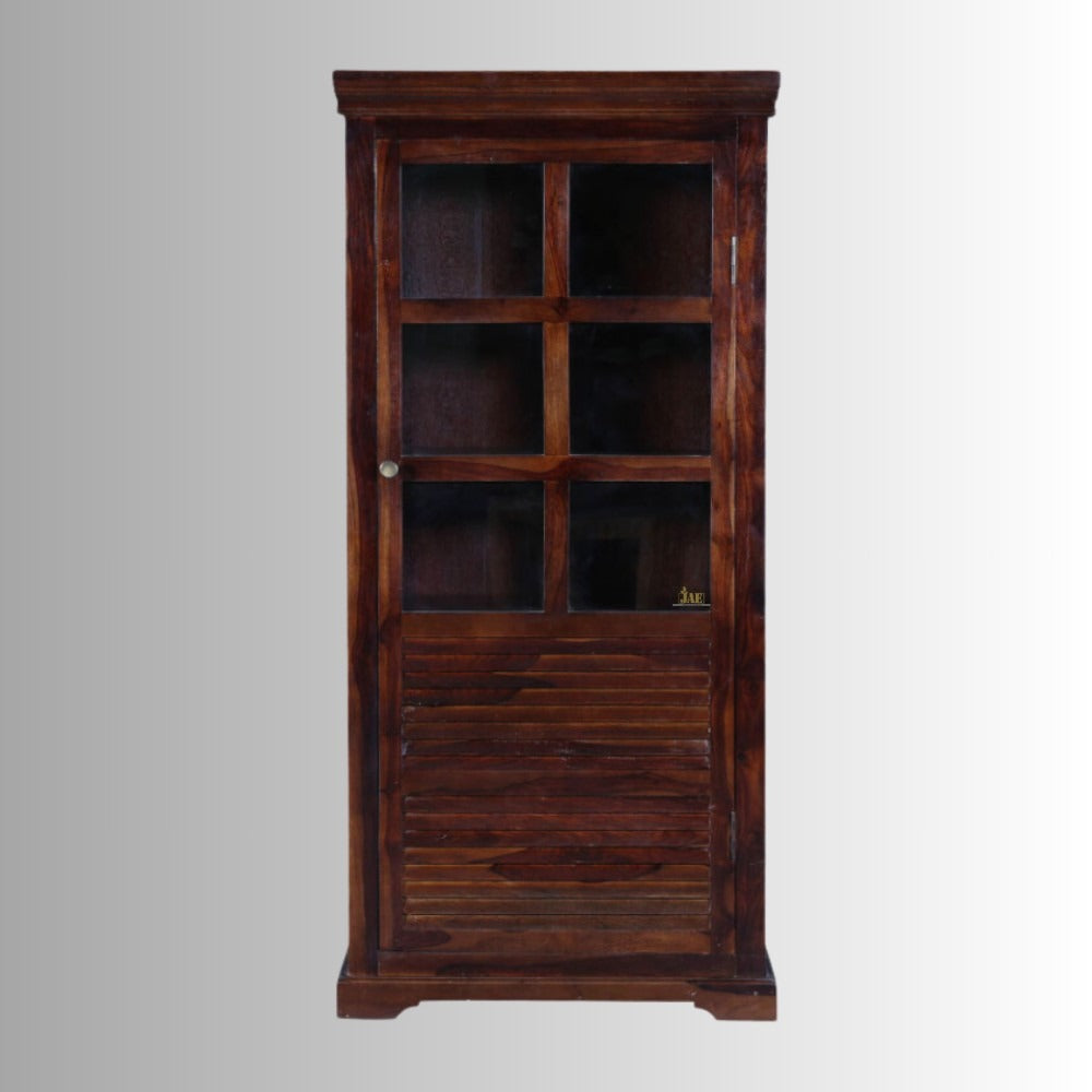 Solid Wood Crockery Unit In Brown Finish