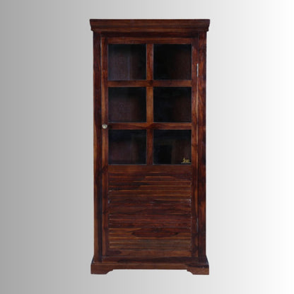 Solid Wood Crockery Unit In Brown Finish