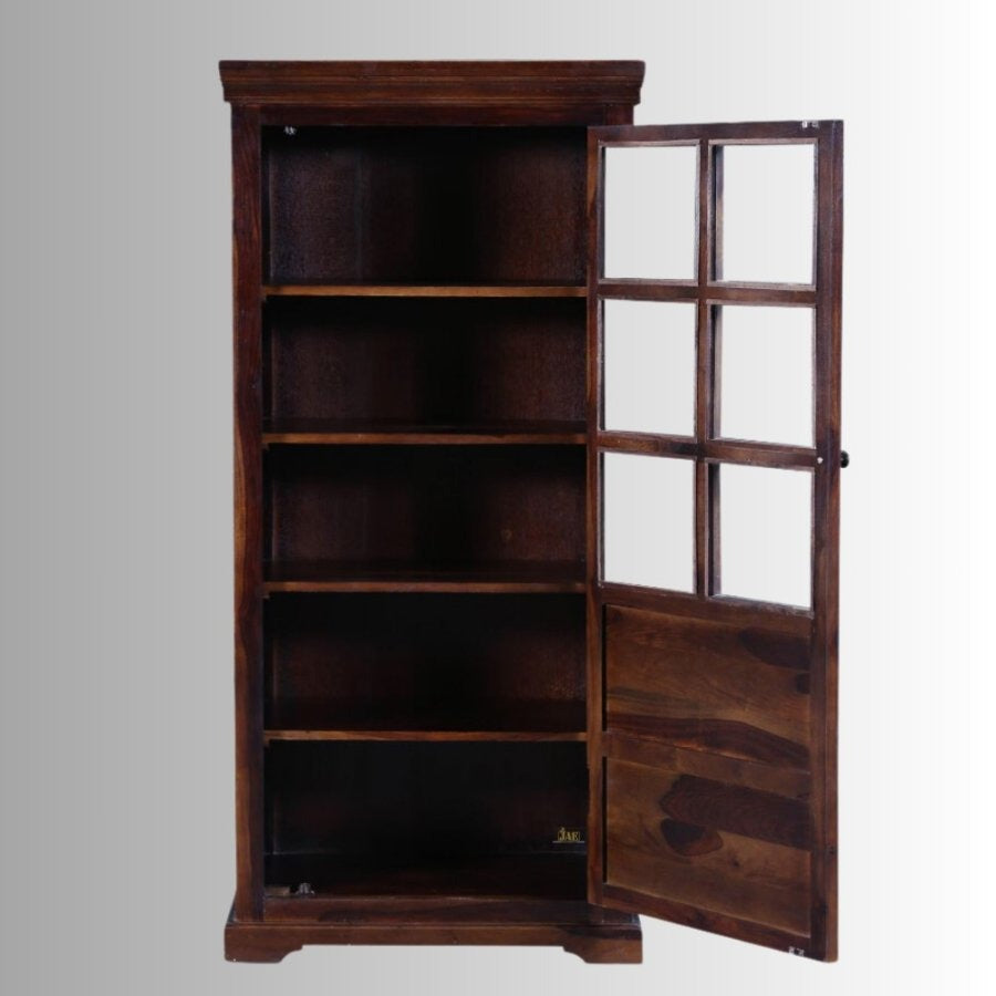 Solid Wood Crockery Unit In Brown Finish