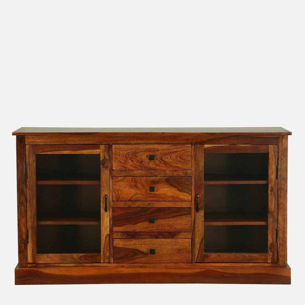 Solid Wood Crockery Unit In Honey Oak Finish