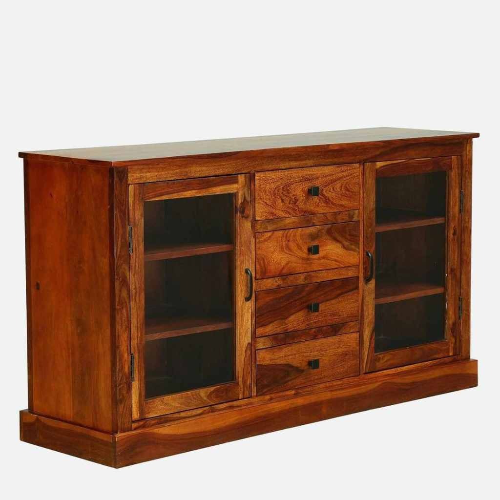 Solid Wood Crockery Unit In Honey Oak Finish