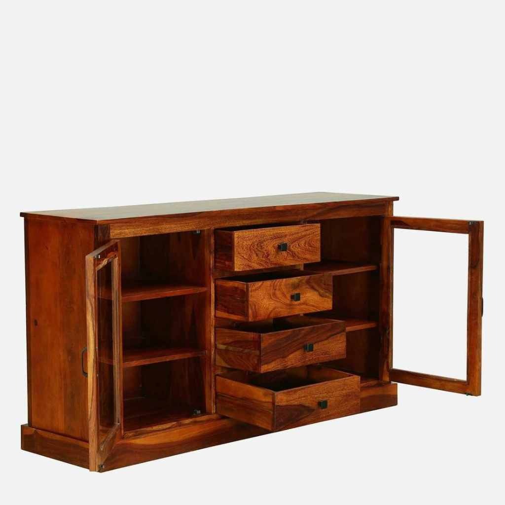 Solid Wood Crockery Unit In Honey Oak Finish