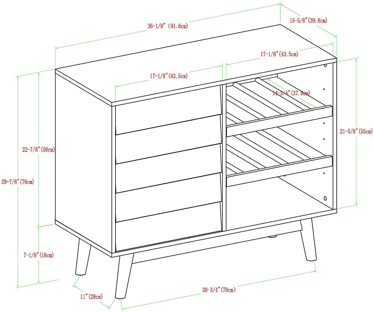 Solid Wood Crockery Unit In Silt Green Finish