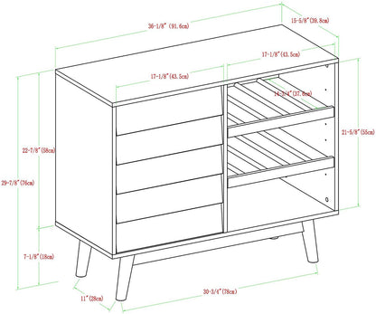 Solid Wood Crockery Unit In Silt Green Finish