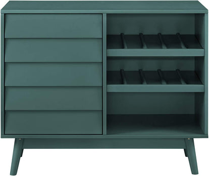 Solid Wood Crockery Unit In Silt Green Finish