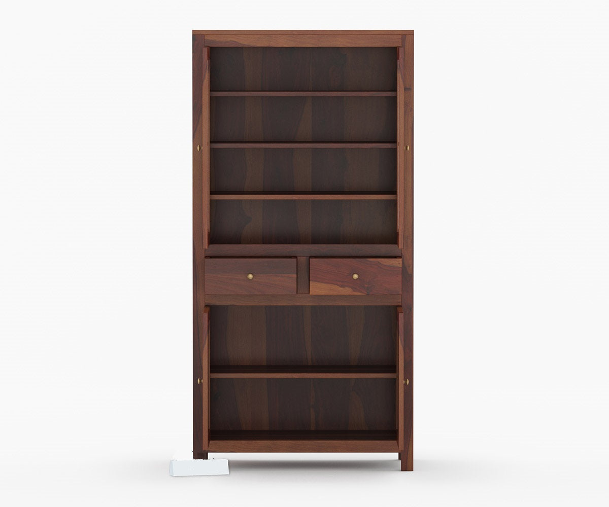 Solid Wood Crockery Unit In Brown Finish