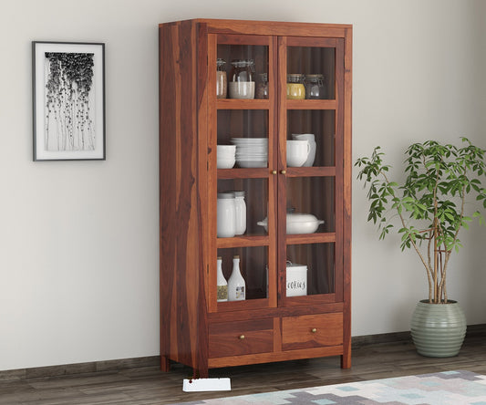 Solid Wood Crockery Unit In Honey Finish