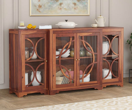 Solid Wood Crockery Unit In Honey Finish