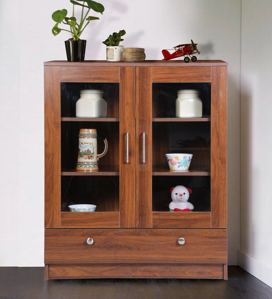 Solid Wood Crockery Unit In Columbian Walnut Finish