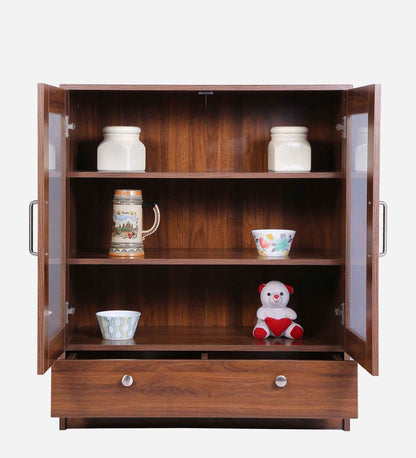 Solid Wood Crockery Unit In Columbian Walnut Finish