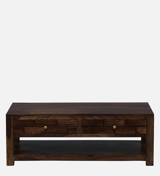 Niser - Sheesham Wood Coffee Table With Two Drawers In Provincial Teak Polish