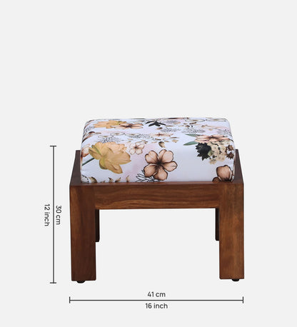 Solid Wood Base And Fabric Upholstered Foot Stool (Set Of 2) - Floral Print