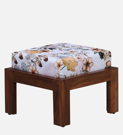 Solid Wood Base And Fabric Upholstered Foot Stool (Set Of 2) - Floral Print